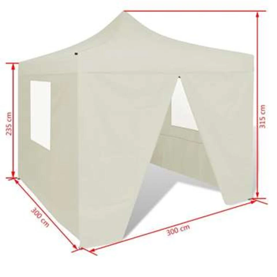 VidaXL Vouwtent Met 4 Zijwanden 3x3 M Crème 3 VidaXL Vouwtent Met 4 Zijwanden 3x3 M Crème - Afbeelding 3