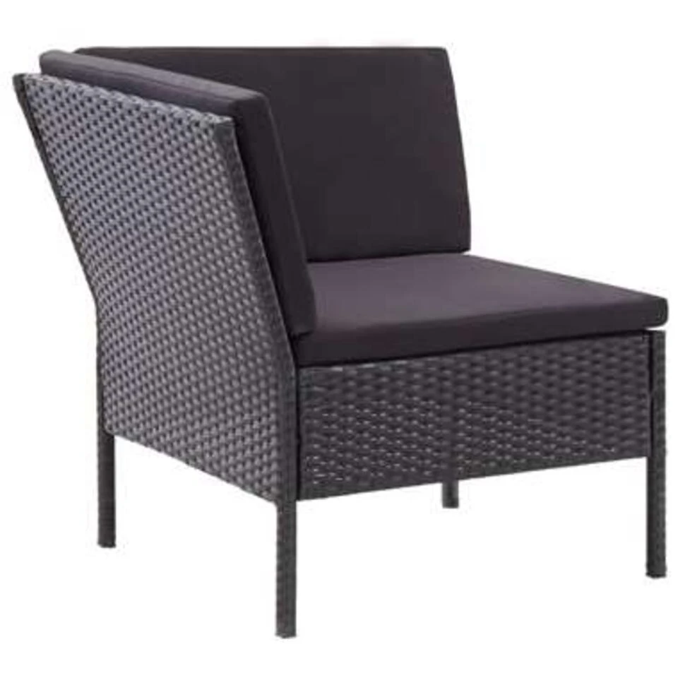 VidaXL 6-delige Loungeset Met Kussens Poly Rattan Zwart 3 VidaXL 6-delige Loungeset Met Kussens Poly Rattan Zwart - Afbeelding 3