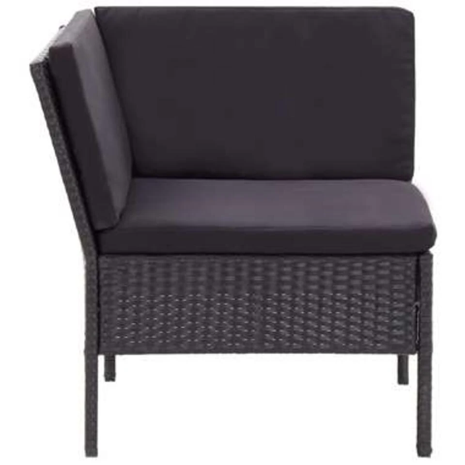 VidaXL 6-delige Loungeset Met Kussens Poly Rattan Zwart 4 VidaXL 6-delige Loungeset Met Kussens Poly Rattan Zwart - Afbeelding 4