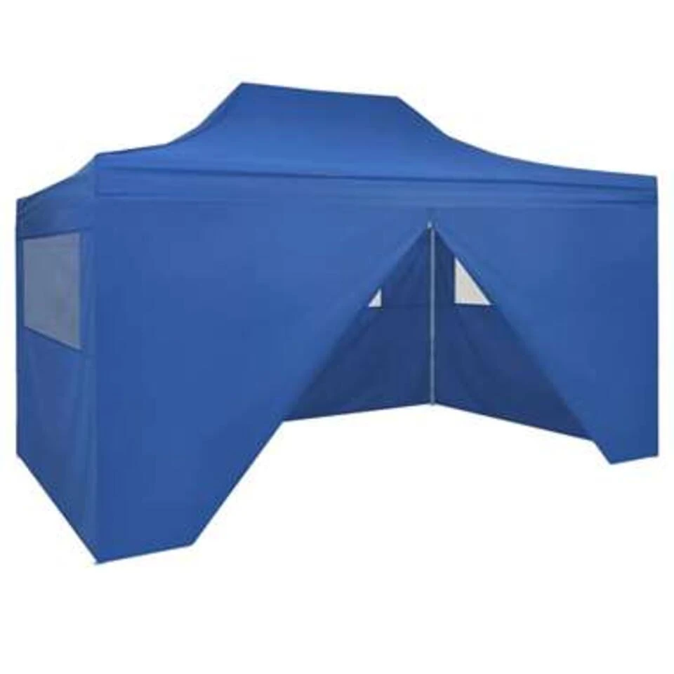 VidaXL Vouwtent Pop-up Met 4 Zijwanden 3x4,5 M Blauw 1 VidaXL Vouwtent Pop-up Met 4 Zijwanden 3x4,5 M Blauw