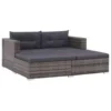 VidaXL 3-delige Loungeset Met Kussens Poly Rattan Grijs