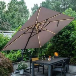 Garden Impressions Hawaii Zweefparasol Lumen LED 300x300cm - D. Grijs -Exporteren Tuin Verge Winkel 1000003952 0104