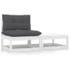 VidaXL 2-delige Loungeset Met Kussens Massief Grenenhout Wit