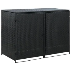 VidaXL Containerberging Dubbel 148x80x111 Cm Poly Rattan Zwart
