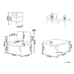 Beliani Loungeset TERRACINA - Oranje Aluminium -Exporteren Tuin Verge Winkel 1000059687 0102