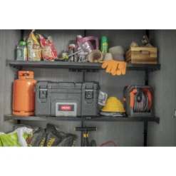 Keter Cortina Alto Tuinkast - 140x73,6x170,4 Cm - Grijs -Exporteren Tuin Verge Winkel 1000069707 0104