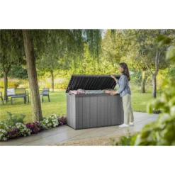 Keter Darwin Opbergbox - 670L - 142,5x65,5x89,52cm - Grijs -Exporteren Tuin Verge Winkel 1000069998 0103