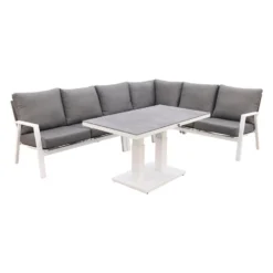 VDG Azoren Lounge Diningset Rechts - White (tafelhoogte Verstelbaar)