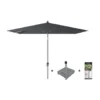 Platinum Riva Stokparasol 2.5x2.5 - Antraciet Met Voet En Hoes