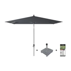 Platinum Riva Stokparasol 2.5x2.5 - Antraciet Met Voet En Hoes