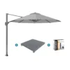 Platinum Voyager Ronde Zweefparasol T1 3 M. - Light Grey + Voet + Hoes