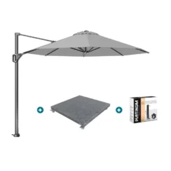 Platinum Voyager Ronde Zweefparasol T1 3 M. - Light Grey + Voet + Hoes