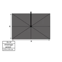 Platinum Voyager Vierkante Zweefparasol T2 2,7x2,7 M. - Antraciet -Exporteren Tuin Verge Winkel 1000073296 0103