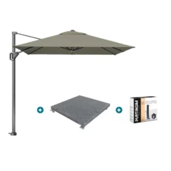 Platinum Voyager Zweefparasol T1 2.5x2.5 M. - Taupe Met Voet En Hoes