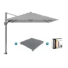 Platinum Voyager Zweefparasol T2 2,7x2,7 M. - Light Grey + Voet + Hoes