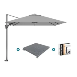 Platinum Voyager Zweefparasol T2 2,7x2,7 M. - Light Grey + Voet + Hoes