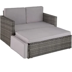 Tectake - Loungesofa Corfu-wicker Tuinset- Grijs
