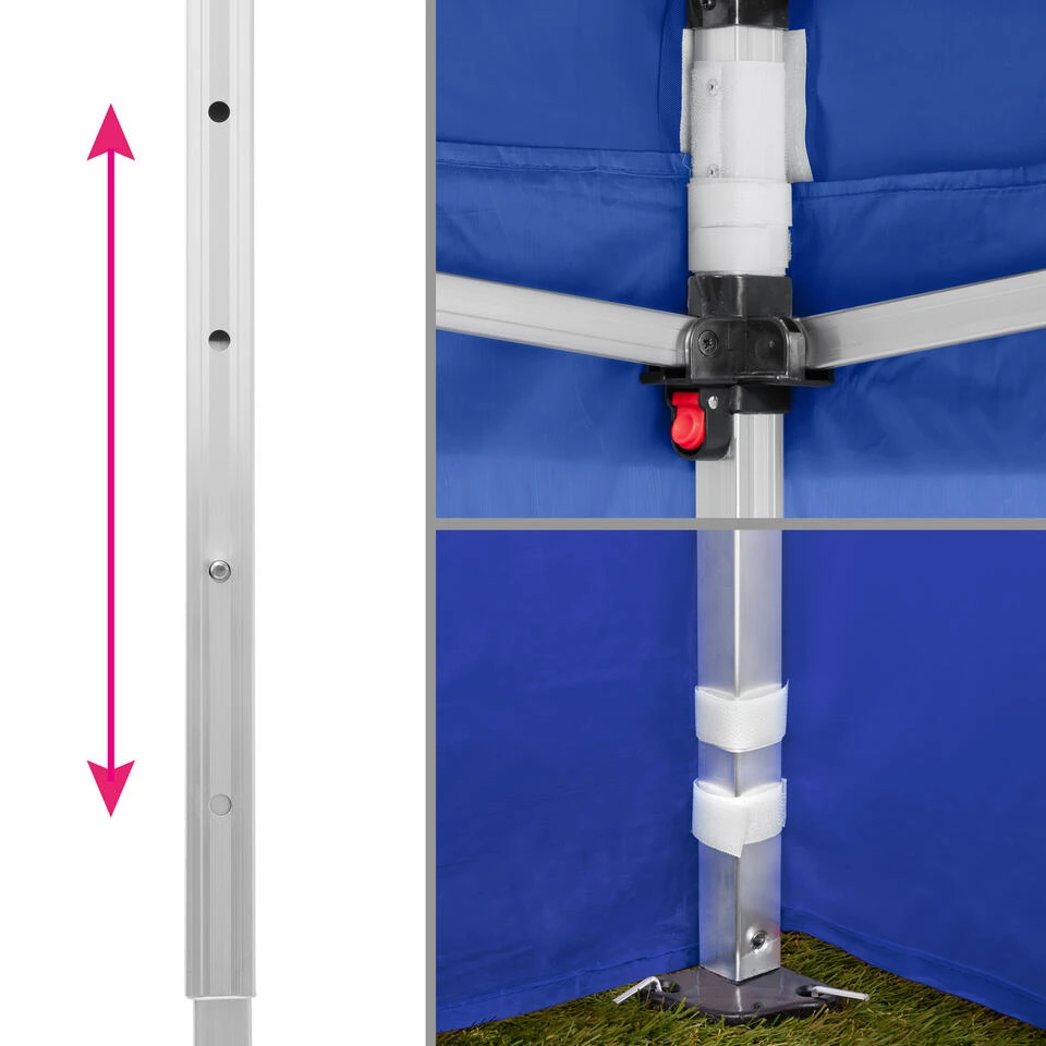 Tectake - Partytent 3x3 M. Opvouwbaar -4 Wanden- Blauw 4 Tectake - Partytent 3x3 M. Opvouwbaar -4 Wanden- Blauw - Afbeelding 4