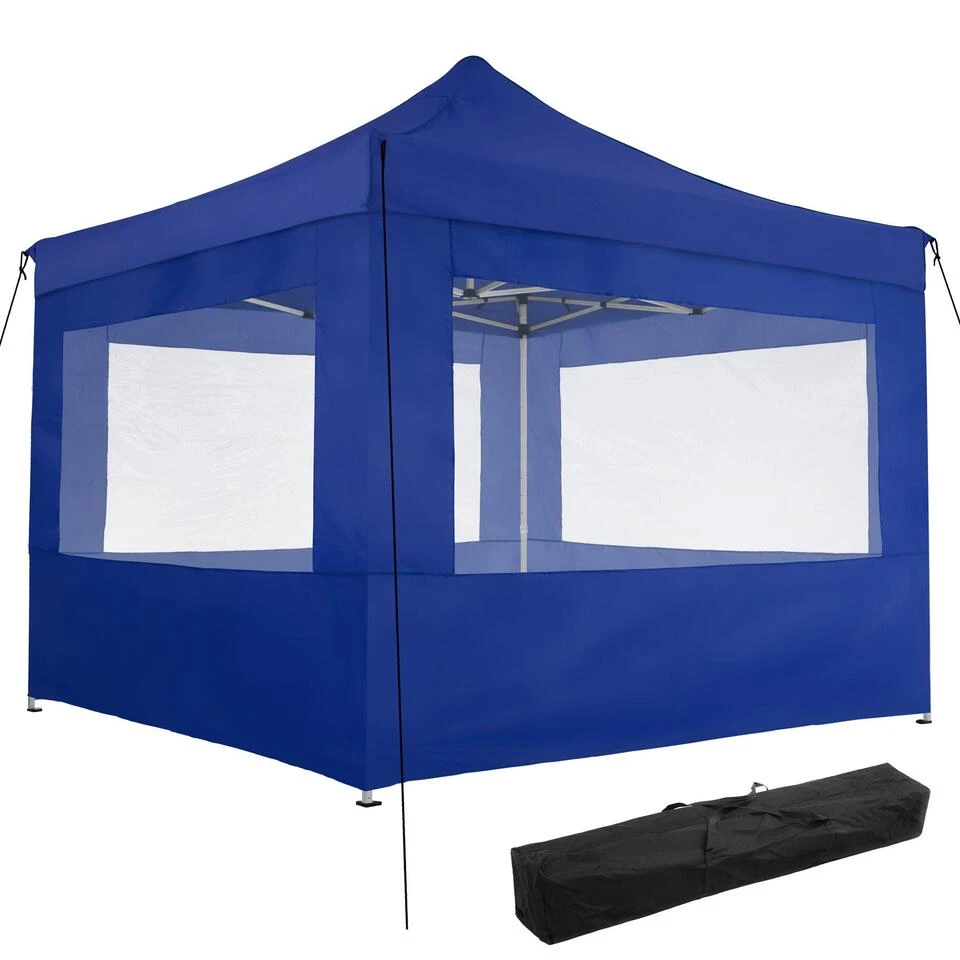 Tectake - Partytent 3x3 M. Opvouwbaar -4 Wanden- Blauw 1 Tectake - Partytent 3x3 M. Opvouwbaar -4 Wanden- Blauw