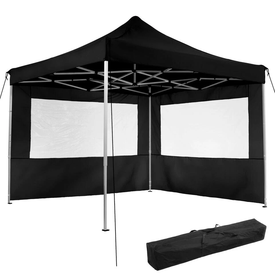Tectake - Partytent 3x3 M. Opvouwbaar- 2 Wanden- Zwart 1 Tectake - Partytent 3x3 M. Opvouwbaar- 2 Wanden- Zwart