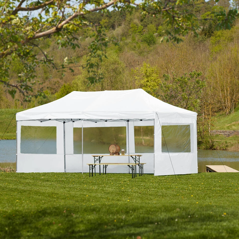 Tectake - Partytent 3x6 M. Opvouwbaar- 4 Wanden- Wit 2 Tectake - Partytent 3x6 M. Opvouwbaar- 4 Wanden- Wit - Afbeelding 2