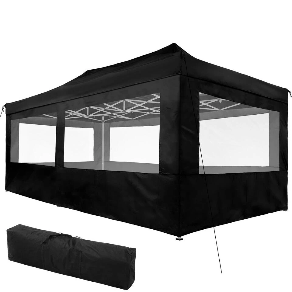 Tectake - Partytent 3x6 M. Opvouwbaar- 4 Wanden- Zwart 1 Tectake - Partytent 3x6 M. Opvouwbaar- 4 Wanden- Zwart