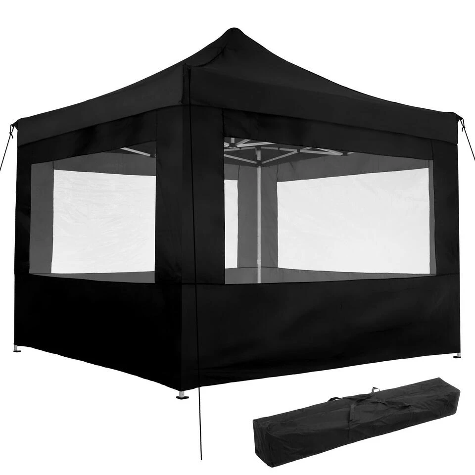 Tectake - Partytent 3x3 M. Opvouwbaar -4 Wanden -zwart 1 Tectake - Partytent 3x3 M. Opvouwbaar -4 Wanden -zwart