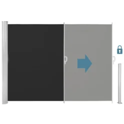 Tectake - Uittrekbaar Aluminium Windscherm Tuinscherm 200 X 300 Cm Zwart -Exporteren Tuin Verge Winkel 1000082547 0102