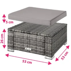 Tectake - Wicker Zitkruk -grijs- 53 X 53 X 26 Cm -Exporteren Tuin Verge Winkel 1000083108 0103