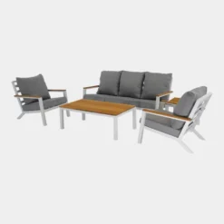 Donnan Loungeset Aluminium/bamboo - Aluminium - Wit -Exporteren Tuin Verge Winkel 1000094358 0103