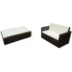 VidaXL 2-delige Loungeset Met Kussens Poly Rattan Bruin -Exporteren Tuin Verge Winkel 1126d3ee4a3744eab20450a13e11d59f