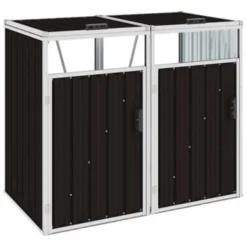 VidaXL Afvalbakberging Dubbel 143x81x121 Cm Staal Bruin