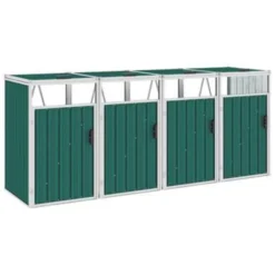 VidaXL Afvalbakberging Vierdubbel 286x81x121 Cm Staal Groen