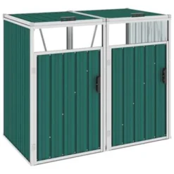 VidaXL Afvalbakberging Dubbel 143x81x121 Cm Staal Groen