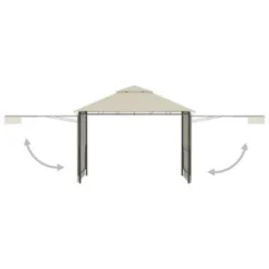 VidaXL Prieel Met Uitschuifbare Daken 180 G/m² 3x3x2,75 M Crème -Exporteren Tuin Verge Winkel 5d507ac40ba24494bd2988544a600200