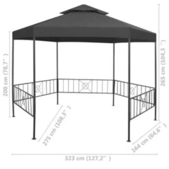 VidaXL Tuinprieel 323x275x265 Cm Antraciet -Exporteren Tuin Verge Winkel 61fe3545b3ec495ab9fcb40348cfc9b4