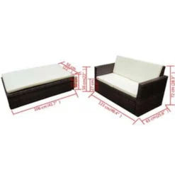 VidaXL 2-delige Loungeset Met Kussens Poly Rattan Bruin -Exporteren Tuin Verge Winkel 6614f831e7b646f2bdb9d66c51eee6a9