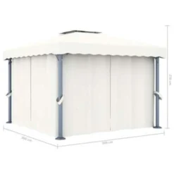 VidaXL Prieel Met Gordijn 3x3 M Aluminium Crèmewit -Exporteren Tuin Verge Winkel 6adb0f3522254770b112f4787f96e994