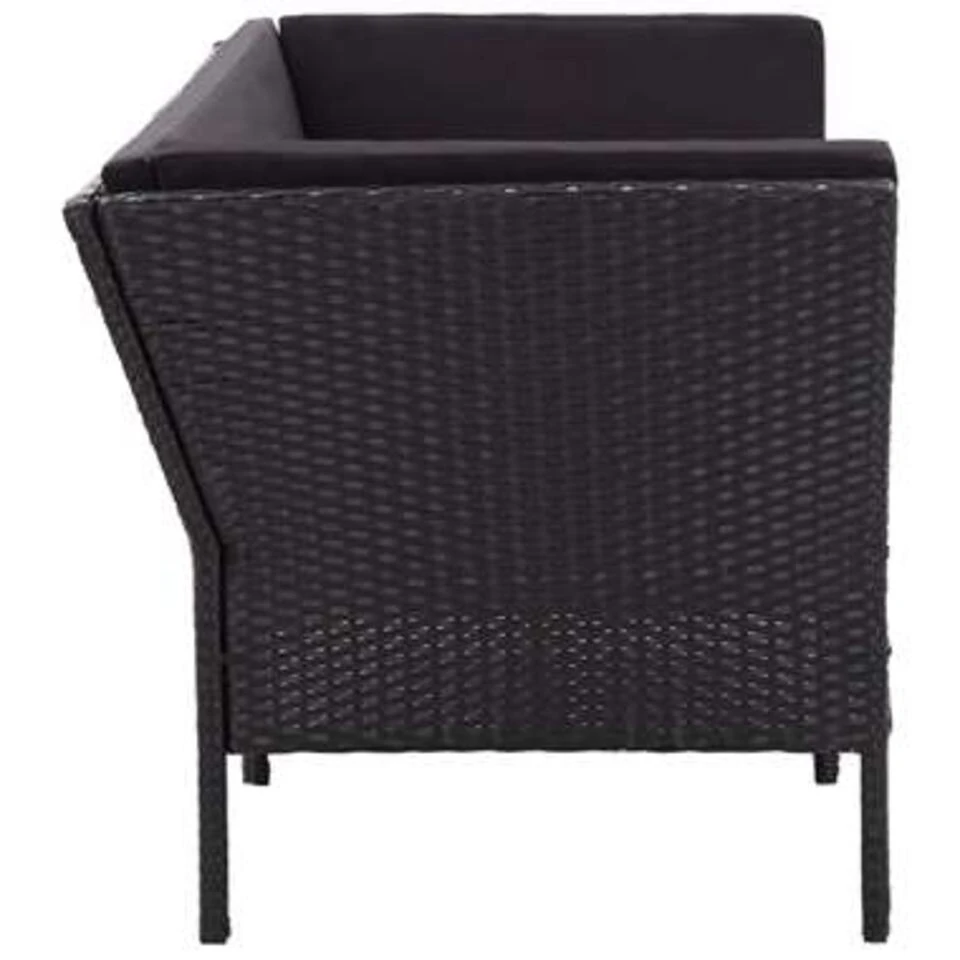 VidaXL 6-delige Loungeset Met Kussens Poly Rattan Zwart 2 VidaXL 6-delige Loungeset Met Kussens Poly Rattan Zwart - Afbeelding 2