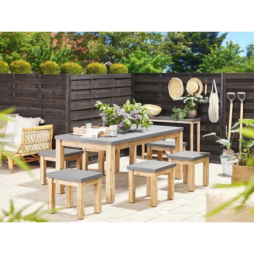 Beliani Tuinstoel OSTUNI - Grijs Vezelcement 4 Beliani Tuinstoel OSTUNI - Grijs Vezelcement - Afbeelding 4