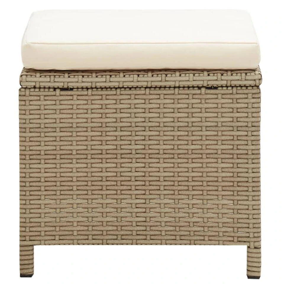 VidaXL Tuinkrukken 2 St Met Kussens Poly Rattan Beige 3 VidaXL Tuinkrukken 2 St Met Kussens Poly Rattan Beige - Afbeelding 3
