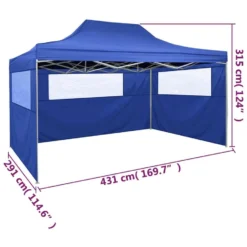 VidaXL Vouwtent Met 3 Wanden 3x4,5 M Blauw -Exporteren Tuin Verge Winkel d7435843edc643ce9c620fe782a4ff23