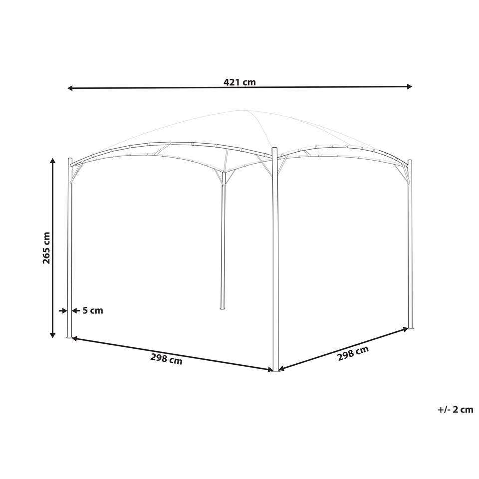 Beliani Tuinpaviljoen VOMERO - Grijs Polyester, Staal 3 Beliani Tuinpaviljoen VOMERO - Grijs Polyester, Staal - Afbeelding 3